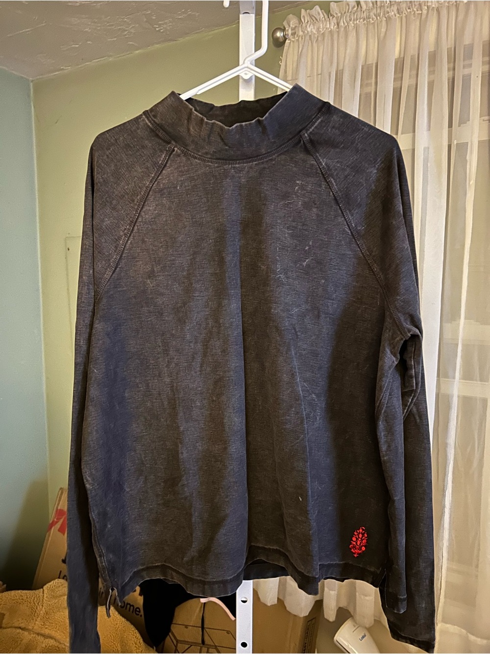 Free People Washed Black Mock Pullover